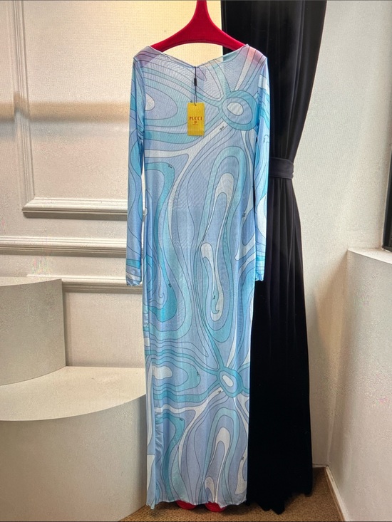 Emilio Pucci Dresses & Skirts - Emilio Pucci Sky Blue & Aqua Abstract Print Maxi Dress